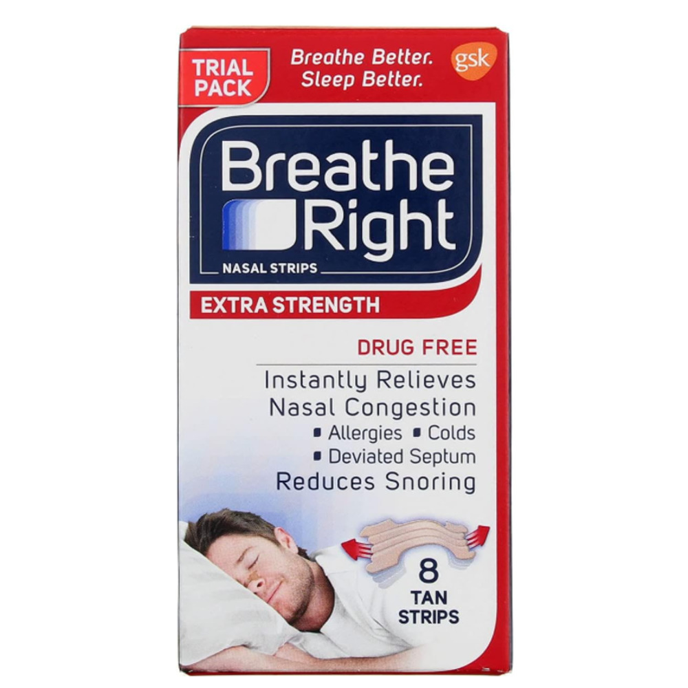 Breathe Right Nasal Strips Trial Pack, 8 Tan Strips NEW